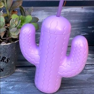 Purple Cactus Cup with Straw